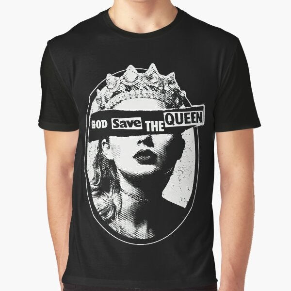 Vintage-style God Save The Queen graphic t-shirt featuring a classic British design