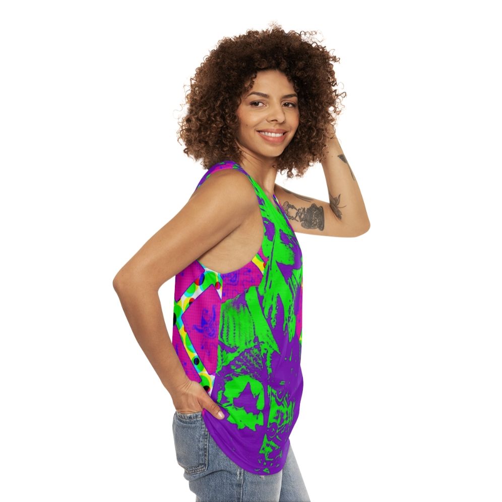 Psychedelic clown pop art design unisex tank top - women side