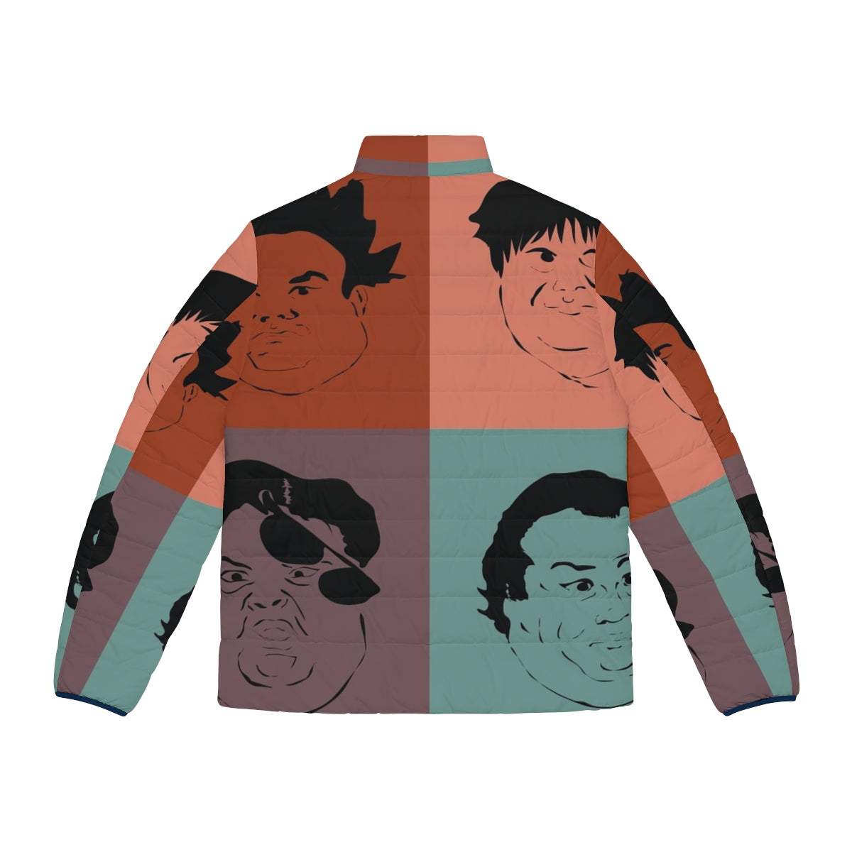 Chris Farley Motion Puffer Jacket with Expressionist Face Art Design - Back