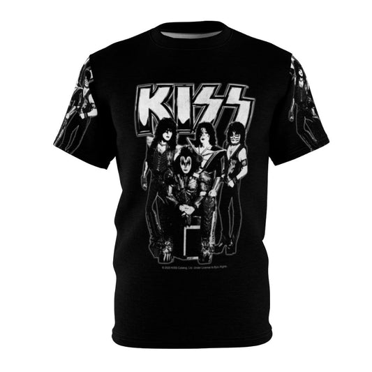 Vintage grunge-style t-shirt featuring the iconic KISS band logo and lightning bolt design