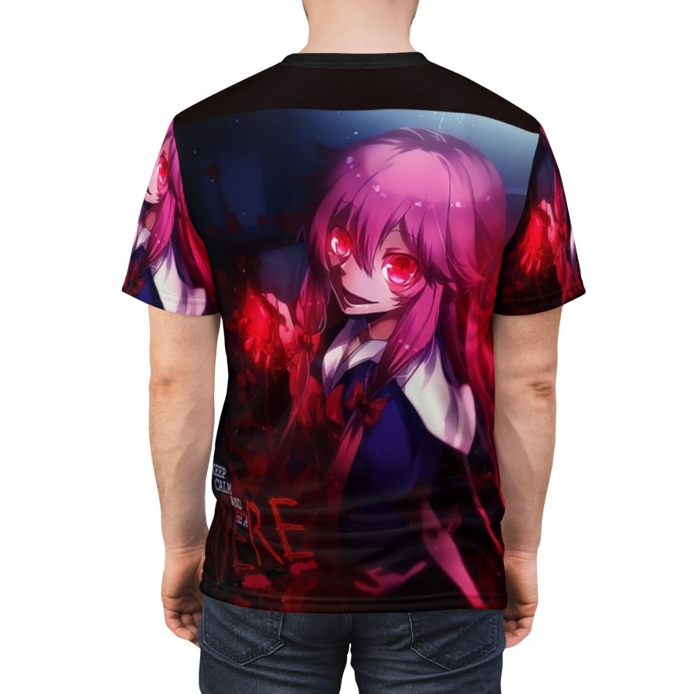 Mirai Nikki-inspired anime t-shirt with yuno gasai character - men back