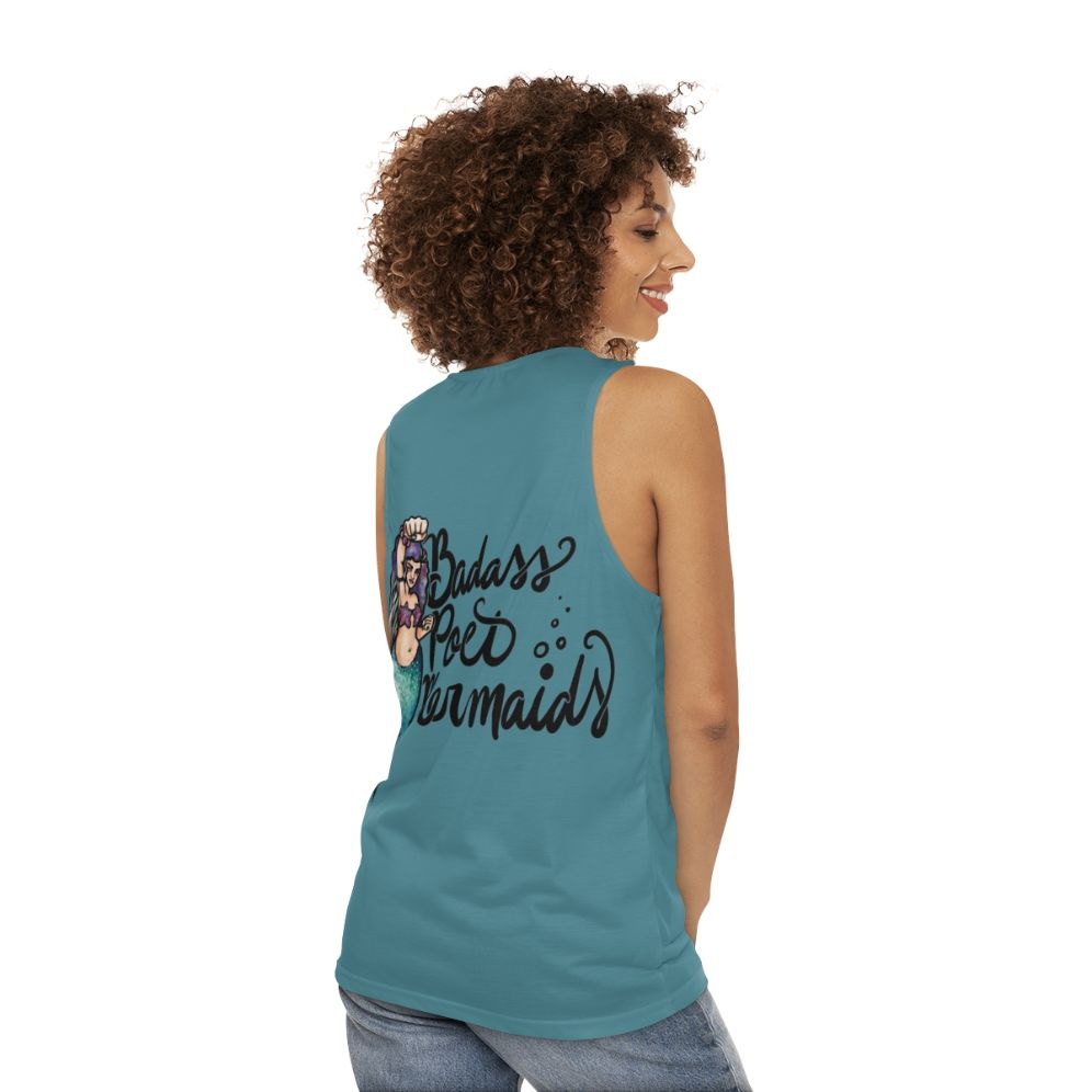 Badass poet mermaids unisex tank top - women back