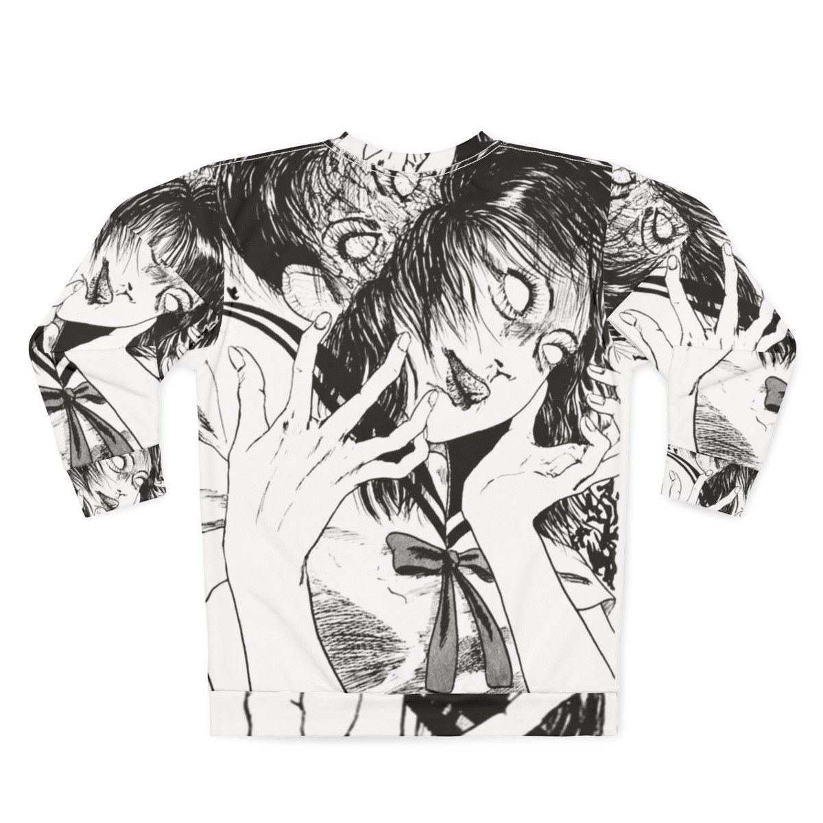 Monochrome possession horror manga anime graphic sweatshirt - Back