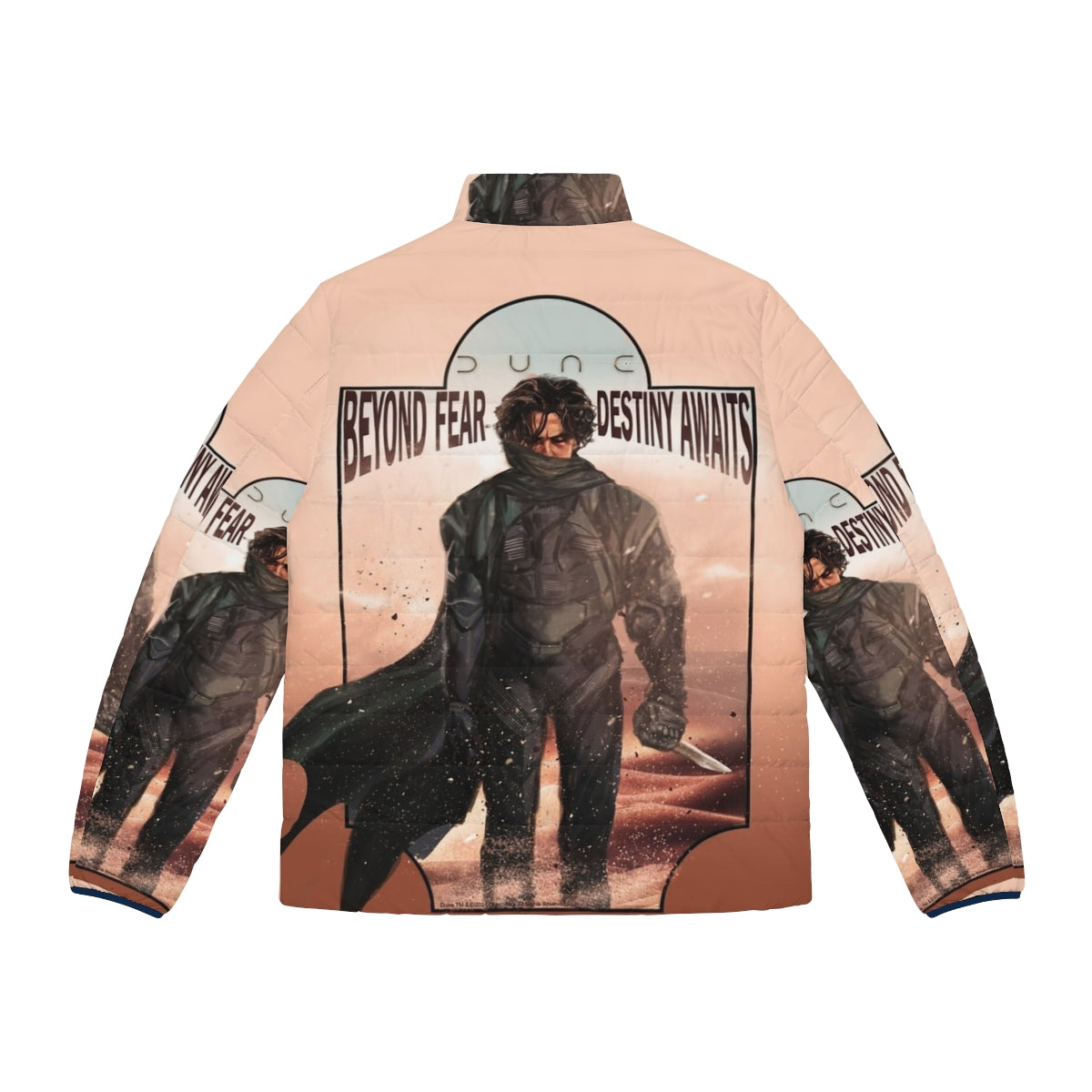 Dune 2020 Paul Atreides Puffer Jacket with Arrakis and House Atreides inspired design - Back