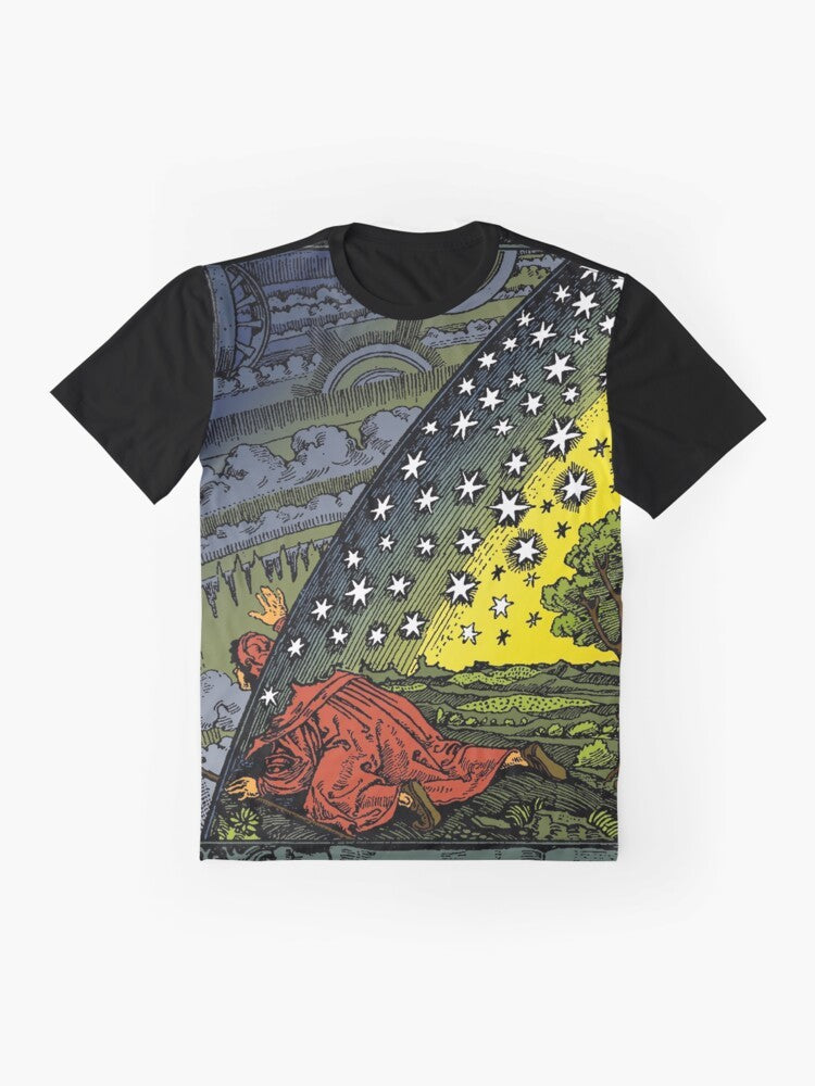 Flammarion engraving hand-coloured graphic design t-shirt - Flat lay