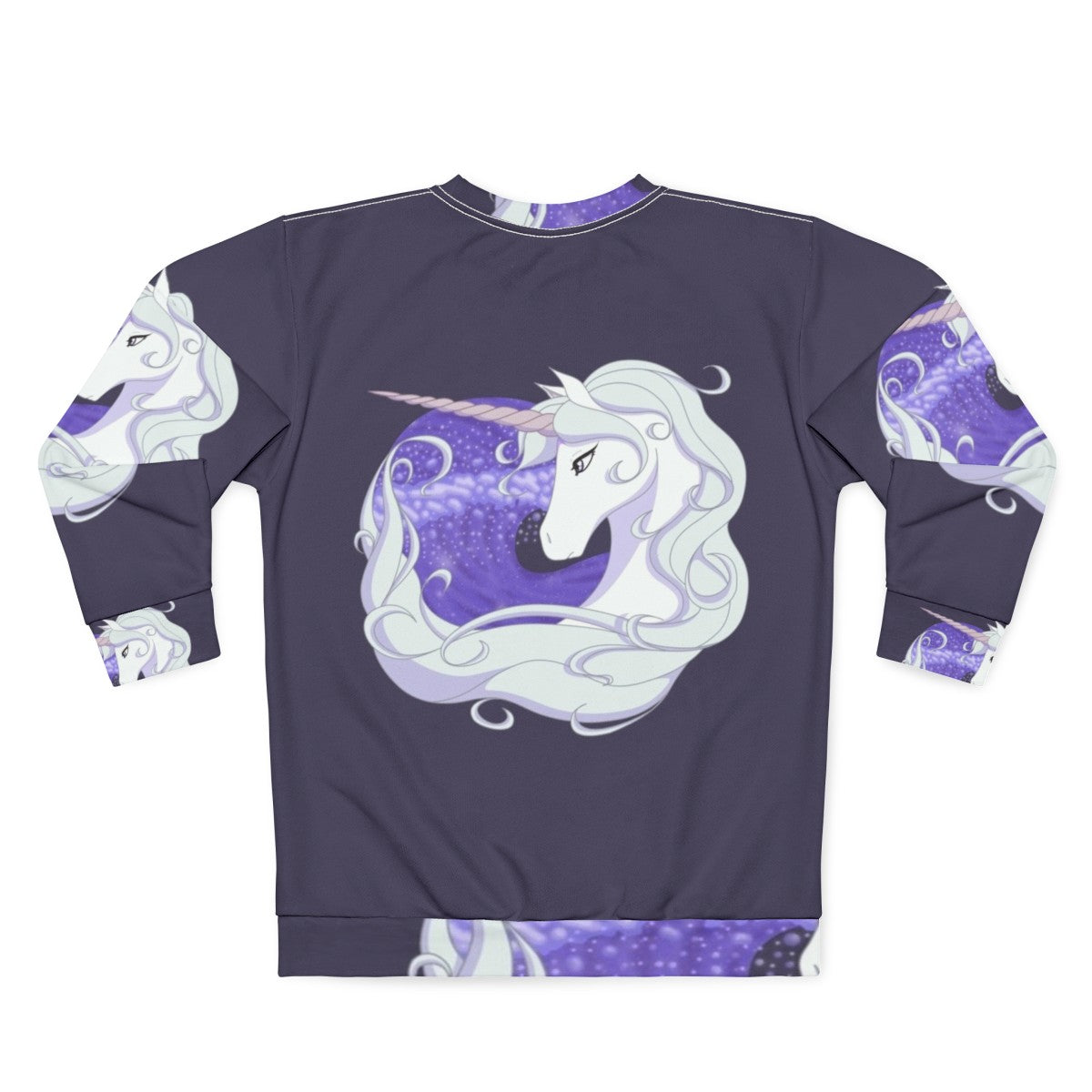 The Last Unicorn sweatshirt featuring a mythical unicorn swimming through ocean waves - Back