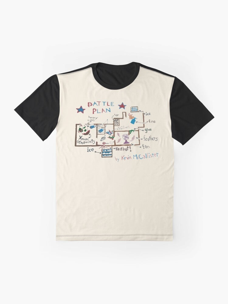 Graphic t-shirt featuring the iconic "keep the change" quote from the classic 90s movie Home Alone, with images of Kevin McCallister and the Wet Bandits. - Flat lay