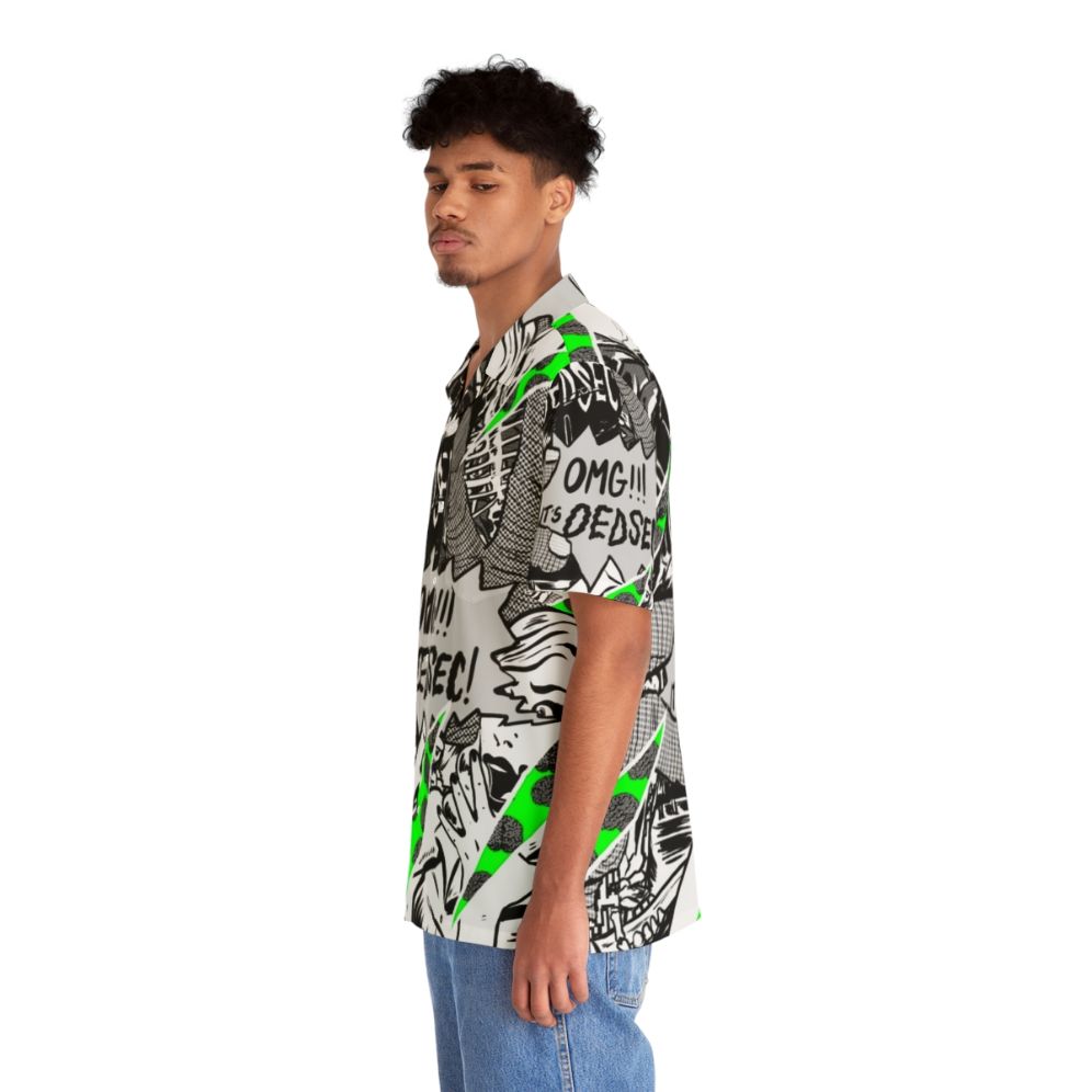 Dedsec Hawaiian Shirt featuring the iconic Dedsec logo and symbols - People Left