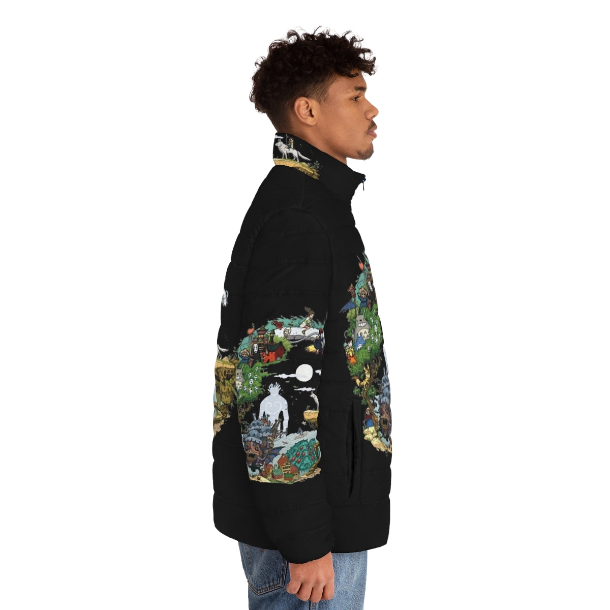 Asiom Puffer Jacket featuring Studio Ghibli inspired anime design - men side right