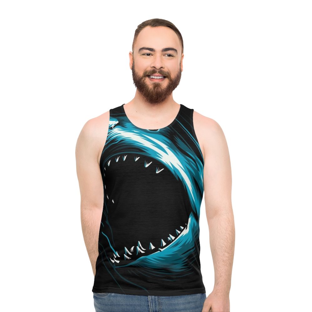 Megalodon shark attack unisex summer tank top - men