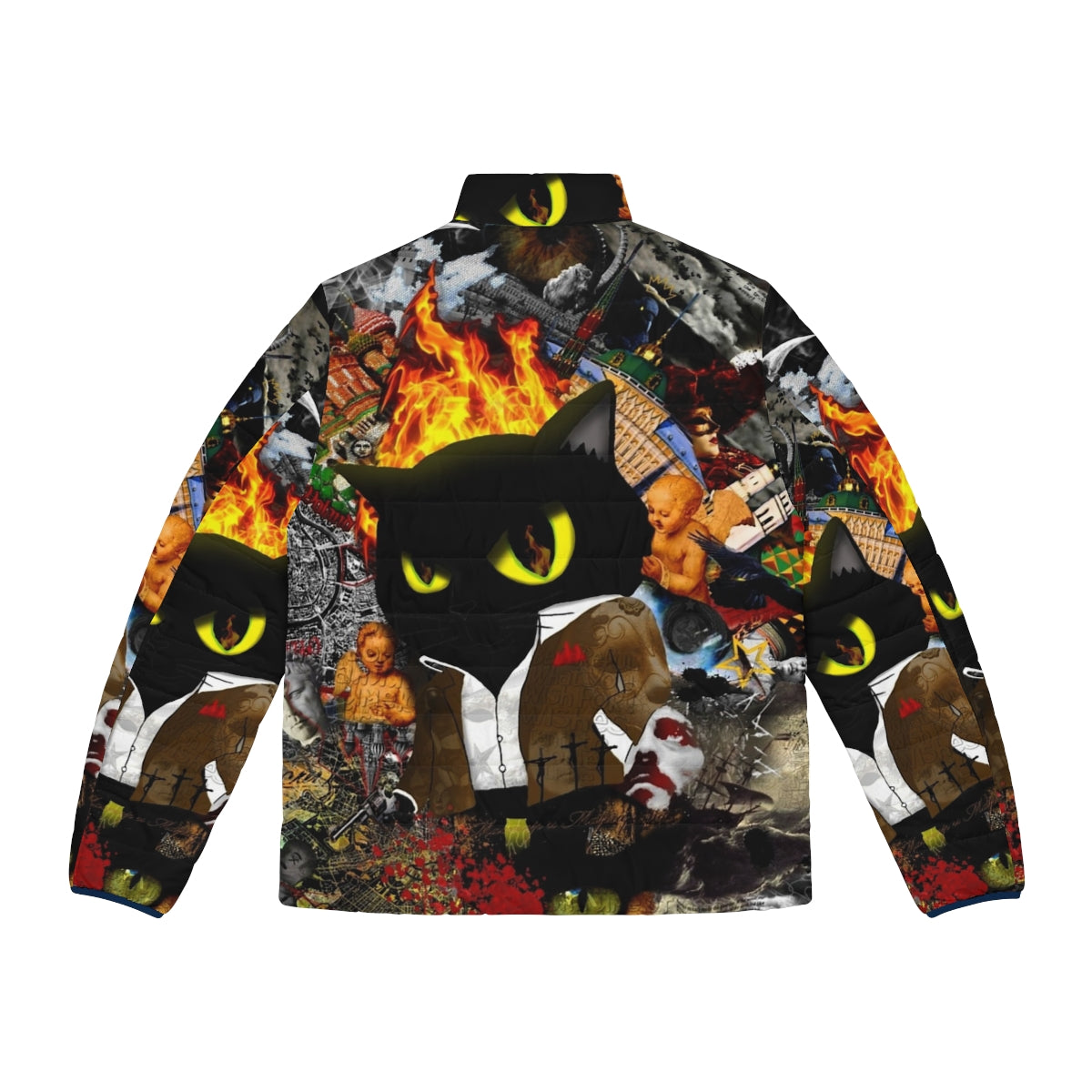 Cat-inspired puffer jacket featuring Behemoth, a character from Mikhail Bulgakov's "The Master and Margarita" - Back