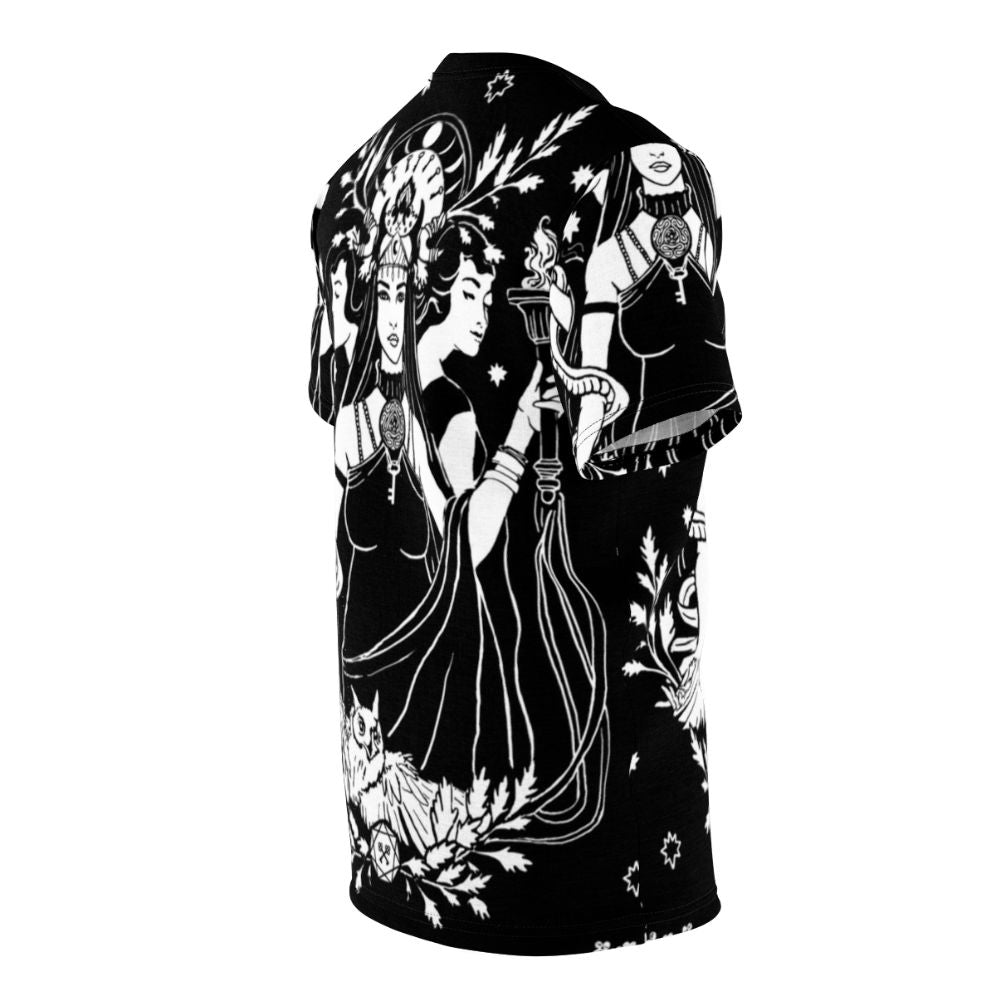 Hekate triple goddess AOP t-shirt featuring a mystical design - men right