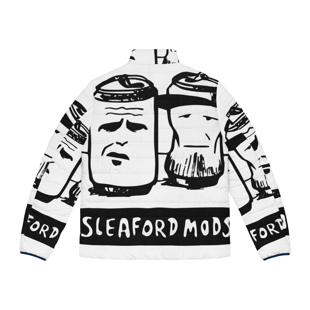 Sleaford Mods inspired puffer jacket with punk rock design - Back