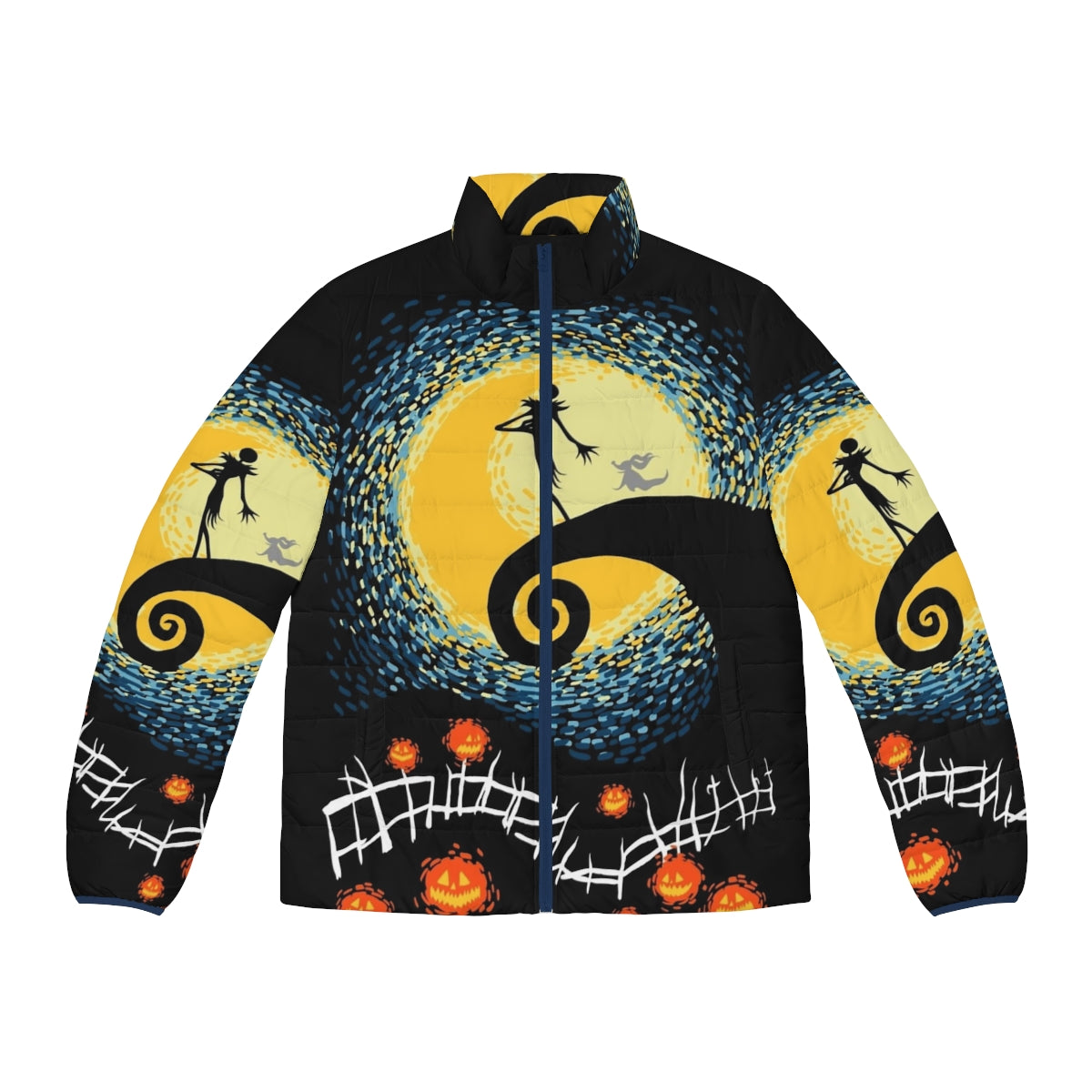 Starry Night Puffer Jacket featuring Jack Skellington and Sally from Nightmare Before Christmas