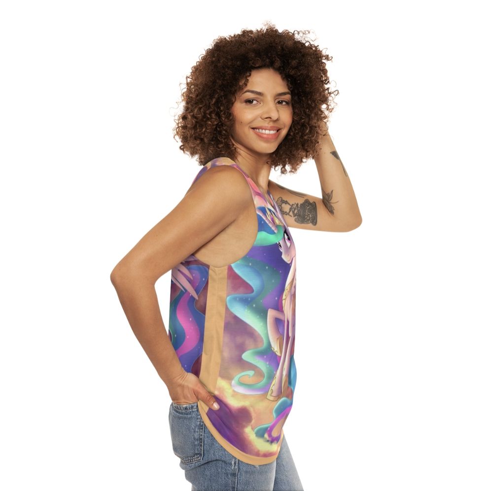 Unisex tank top with a celestial alicorn design inspired by My Little Pony - women side