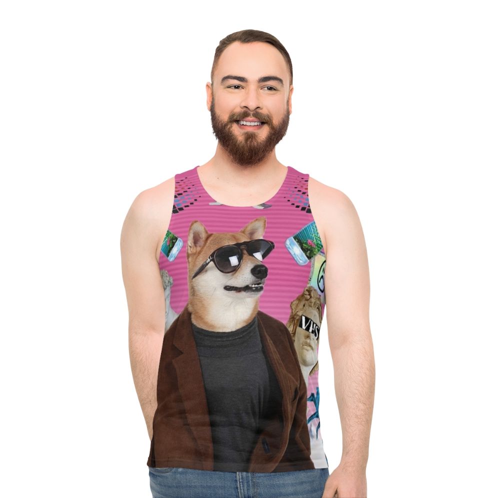 Vaporwave Doge Graphic Unisex Tank Top - men