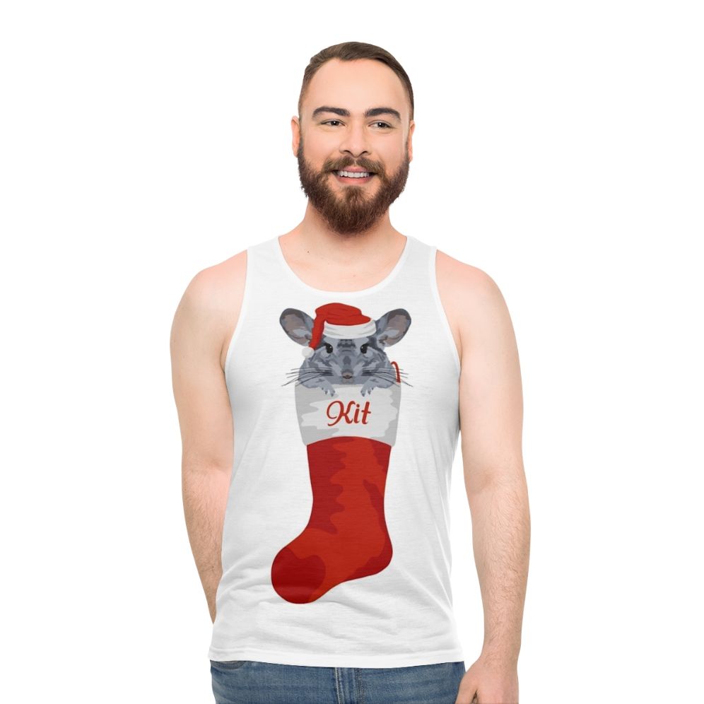 Personalized Chinchilla Christmas Stocking Unisex Tank Top - men