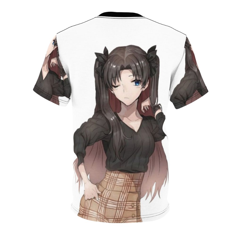 Rin Tohsaka inspired anime t-shirt with Fate Stay Night fan art design - Back