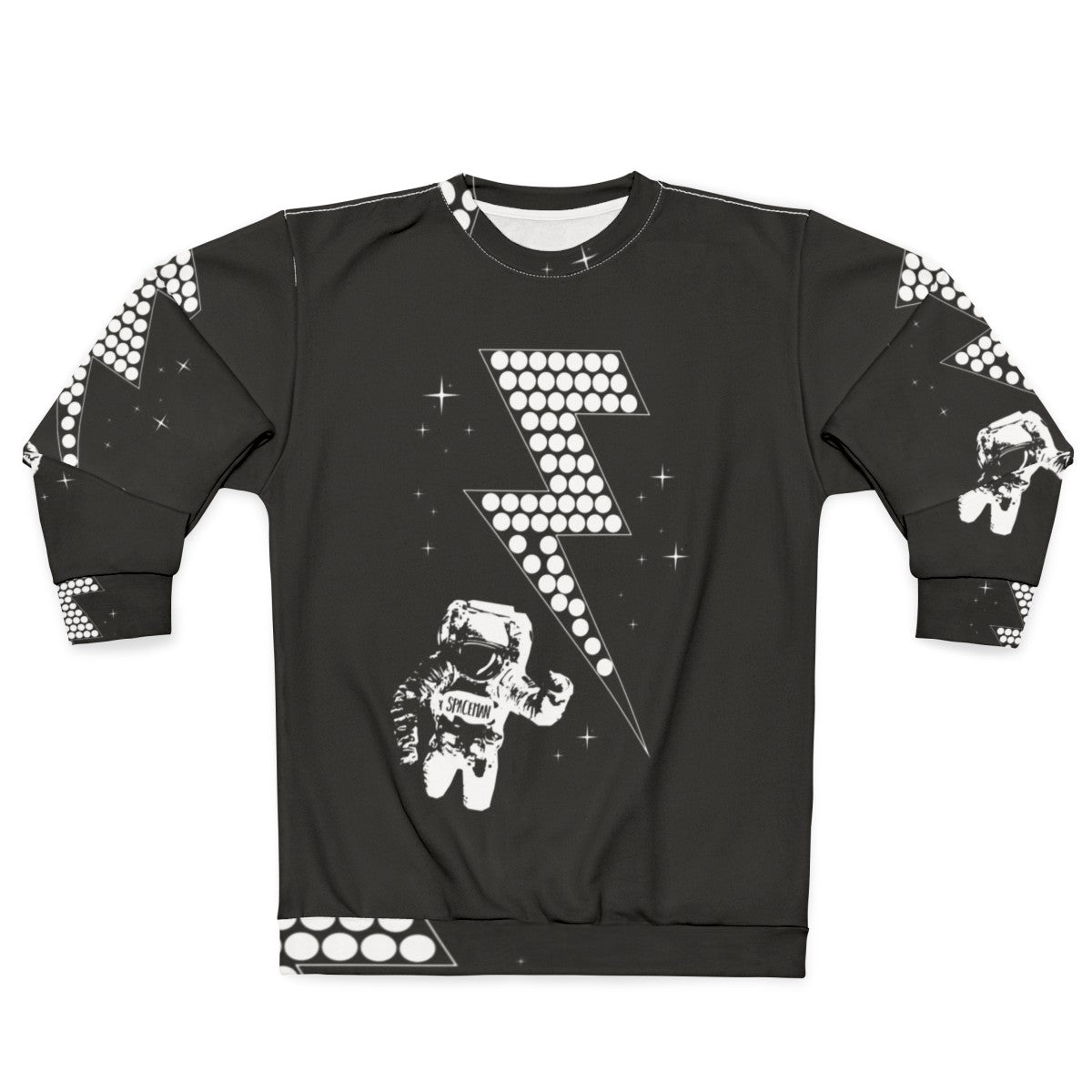 Spaceman Sweatshirt with Lightning Bolt and Star Design