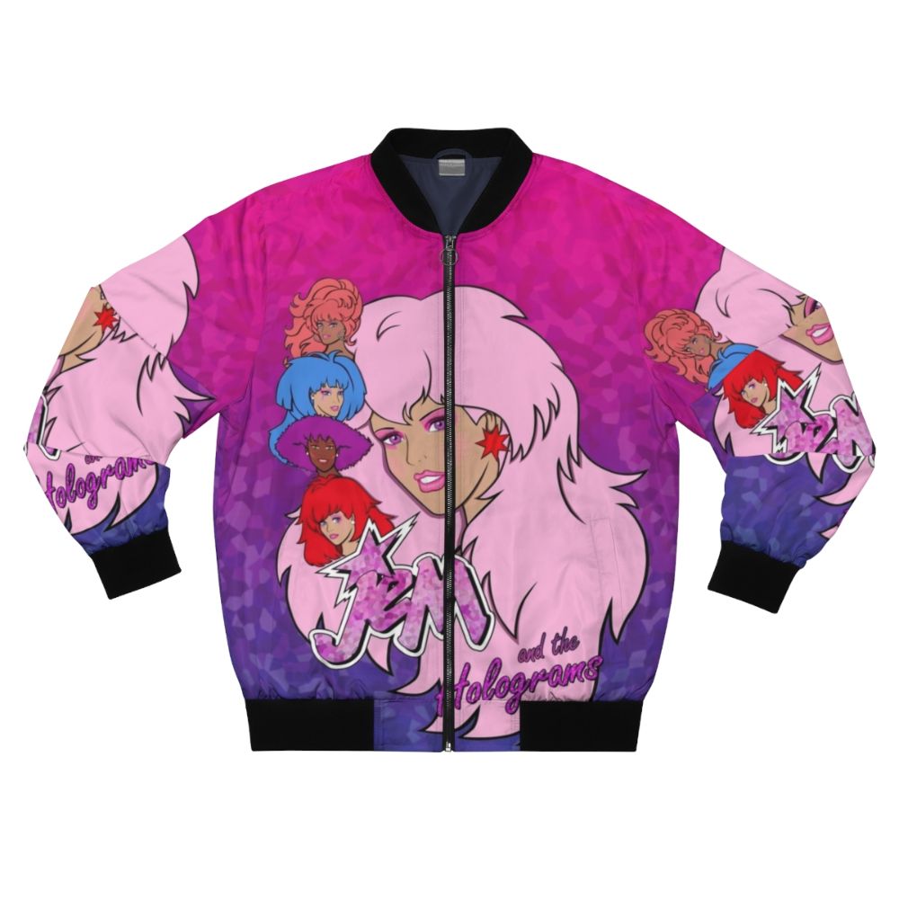 Vibrant 80s-inspired Jem and the Holograms bomber jacket with bold graphics