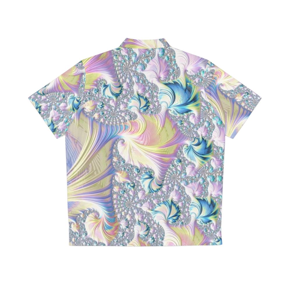 Pastel fractal Hawaiian shirt with intricate spiral and colorful pattern - Back