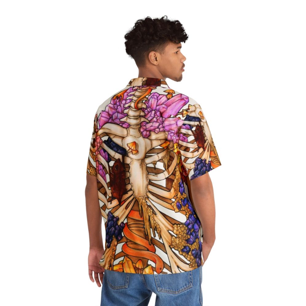 Skeletal gem hawaiian shirt with nature-inspired design - People Back