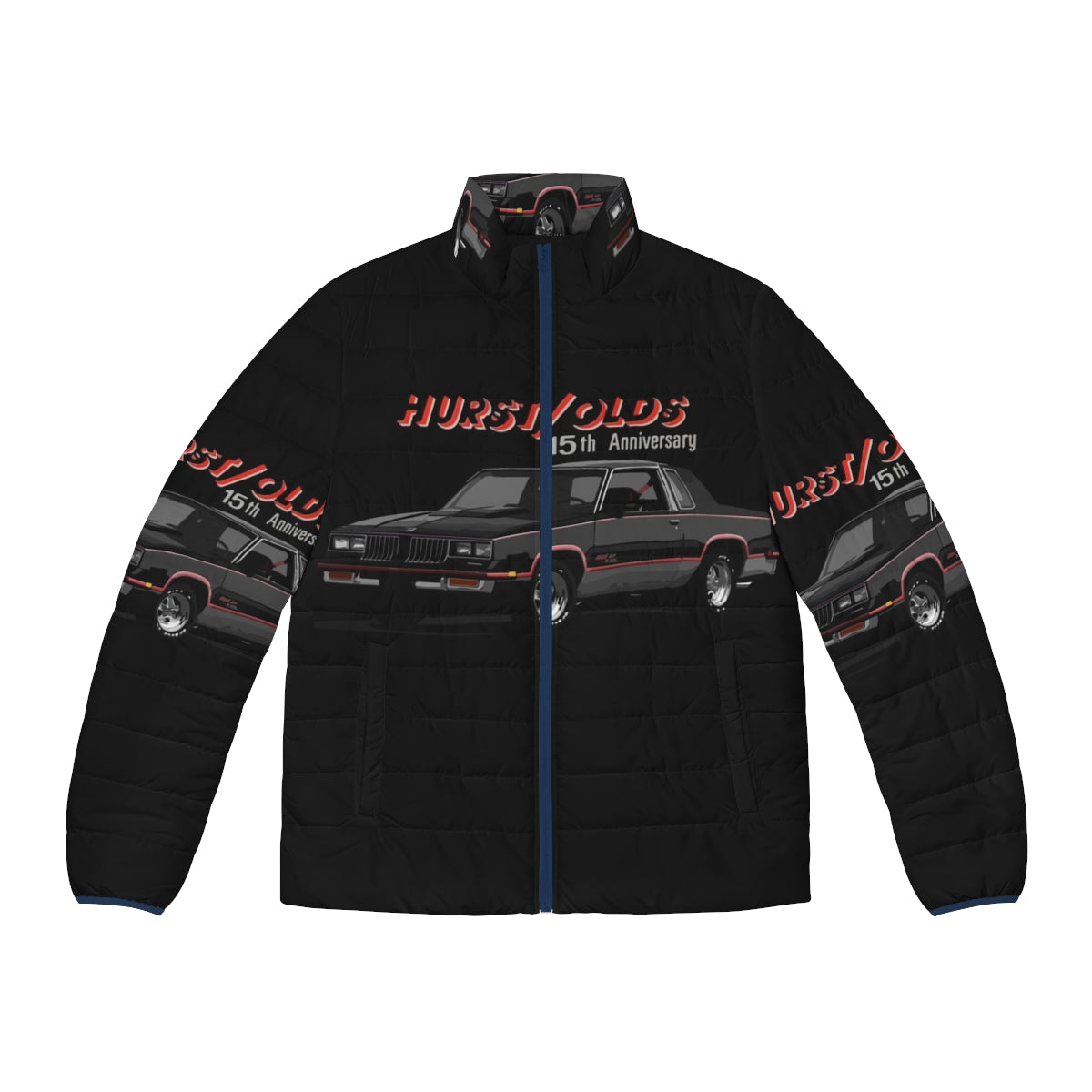 1983 Hurst Olds Cutlass puffer jacket for classic muscle car enthusiasts