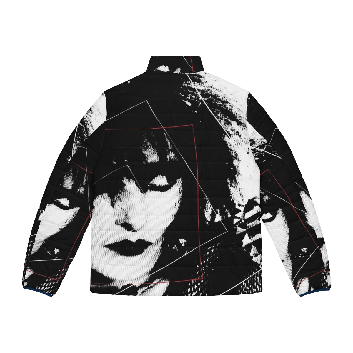 Siouxsie Sioux inspired puffer jacket with punk rock and goth fashion details - Back