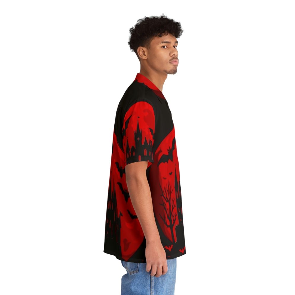 Castlevania inspired minimalist Hawaiian shirt with red castle design - People Pight