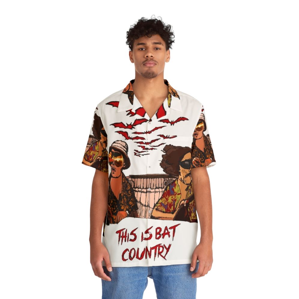 Bat Country Hawaiian Shirt featuring a psychedelic print inspired by Fear and Loathing in Las Vegas - People Front