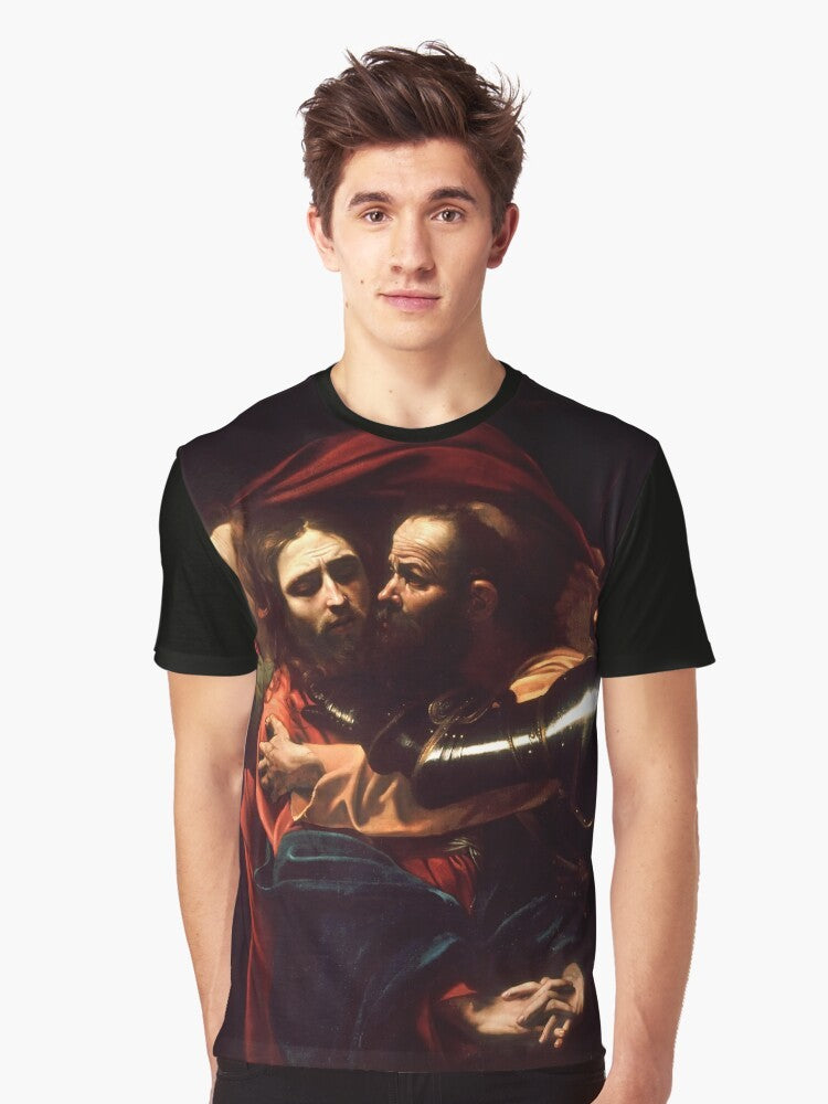 Vintage graphic t-shirt featuring Caravaggio's famous painting "The Taking of Christ" - Men