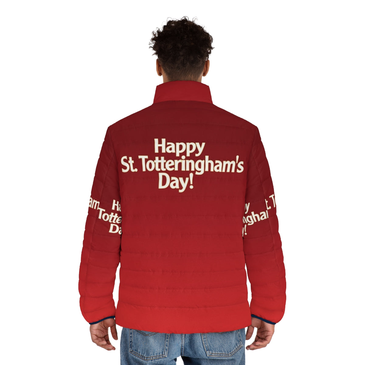 Arsenal FC Gooners Puffer Jacket featuring the St Totteringham's Day design - men back