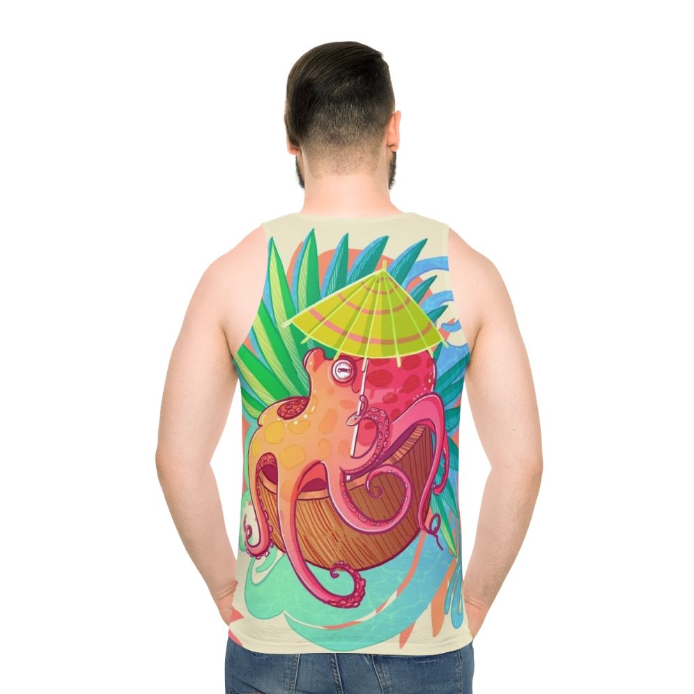 Octopus on the Beach Unisex Tank Top - men back