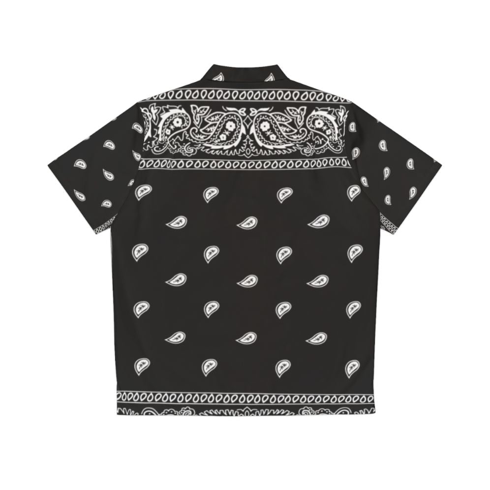 Bandana print black Hawaiian shirt with urban and cowboy inspired design - Back