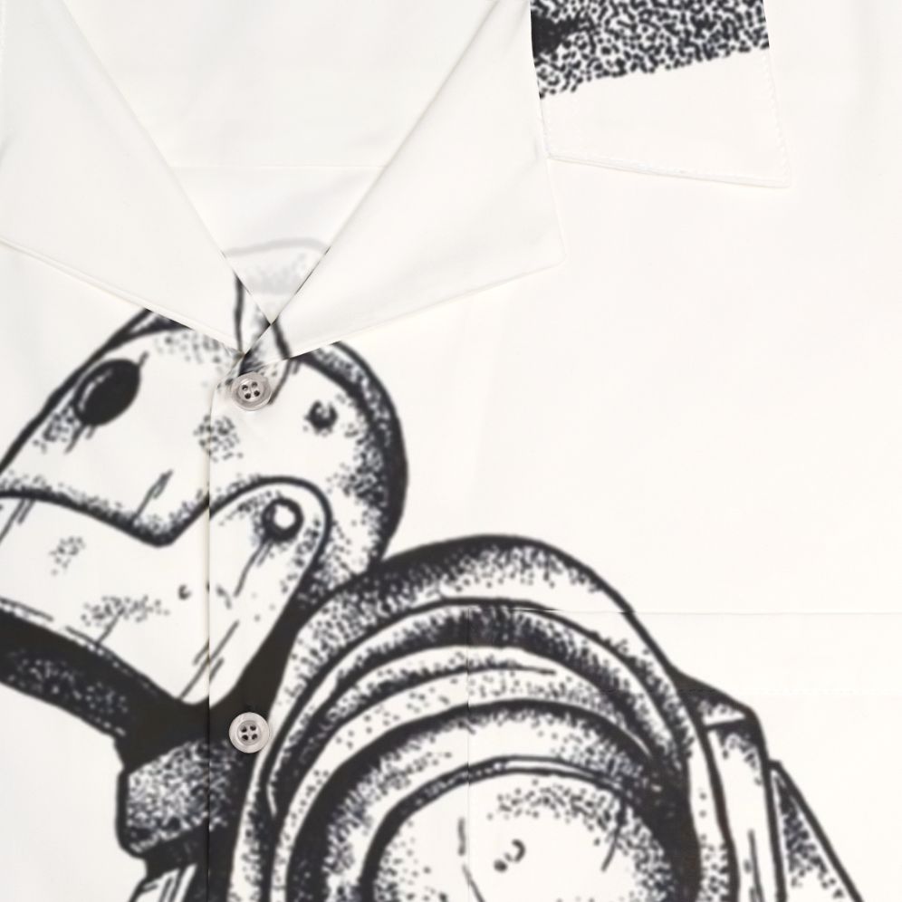 Iron Giant Hawaiian Shirt with Pointillism Design and Nature Imagery - Detail