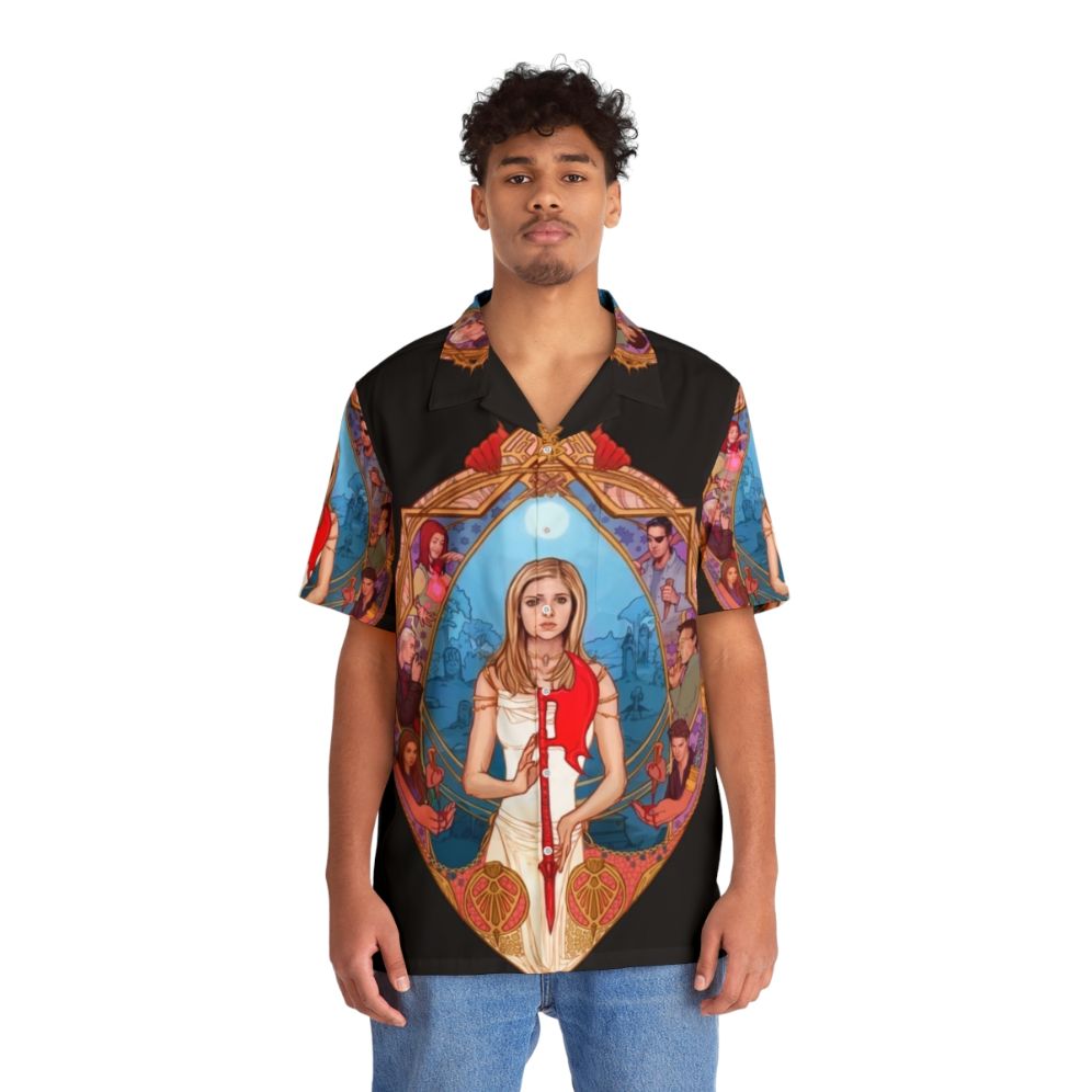 Buffy The Vampire Slayer Hawaiian Shirt with Tropical Print - People Front