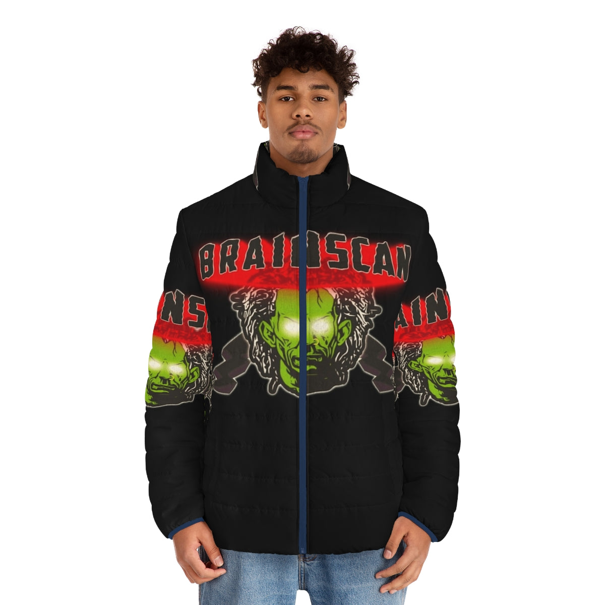 Brainscan Puffer Jacket - 90s horror movie inspired outerwear - men front