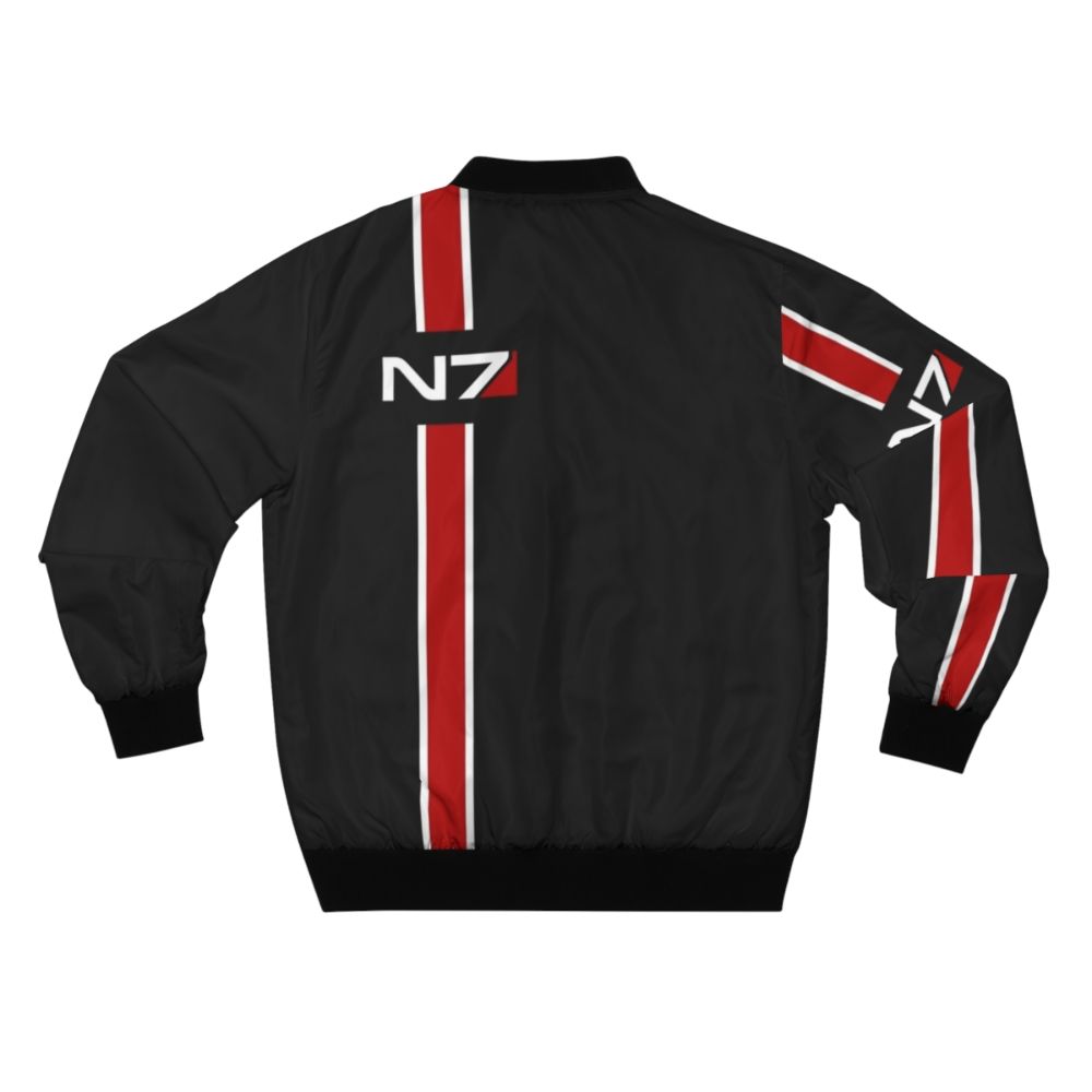 N7 Mass Effect Bomber Jacket featuring the iconic N7 emblem and Commander Shepard imagery - Back