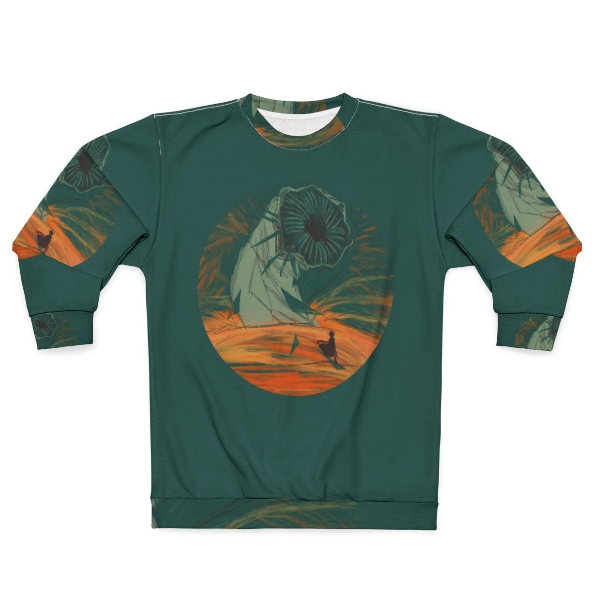 Dune movie inspired sweatshirt featuring Arrakis and sandworm