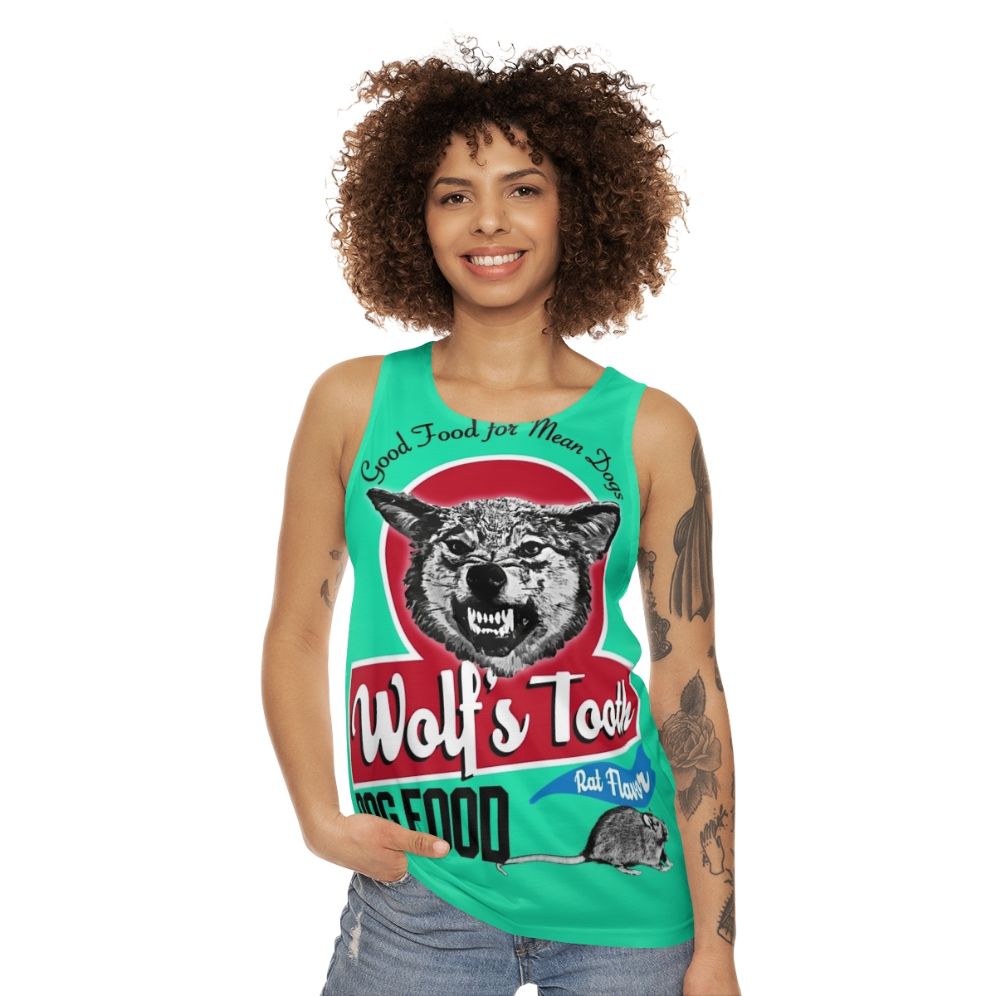 Unisex Wolf Tooth Dog Food Tank Top - women