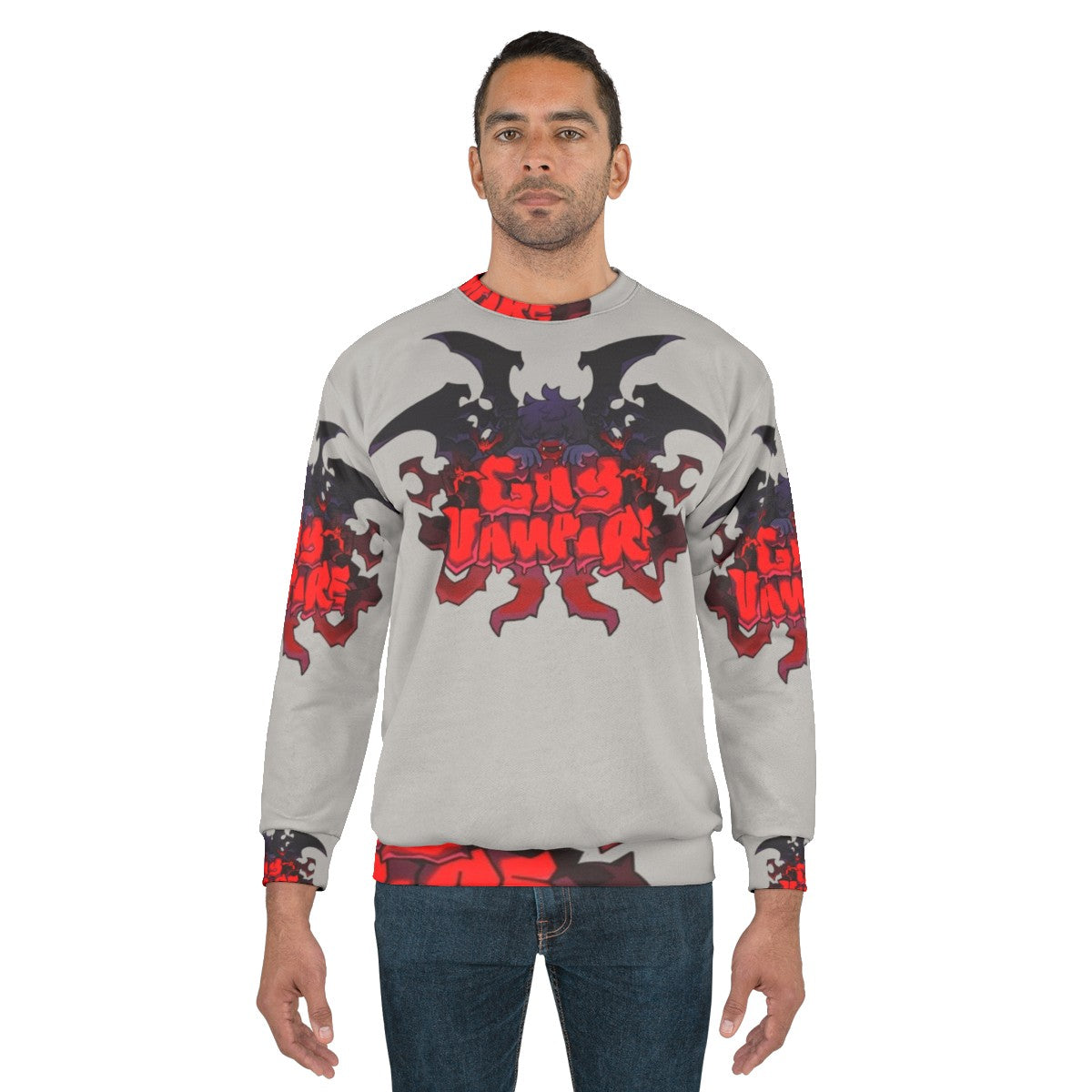 Spooky gay vampire sweatshirt with gothic design - men