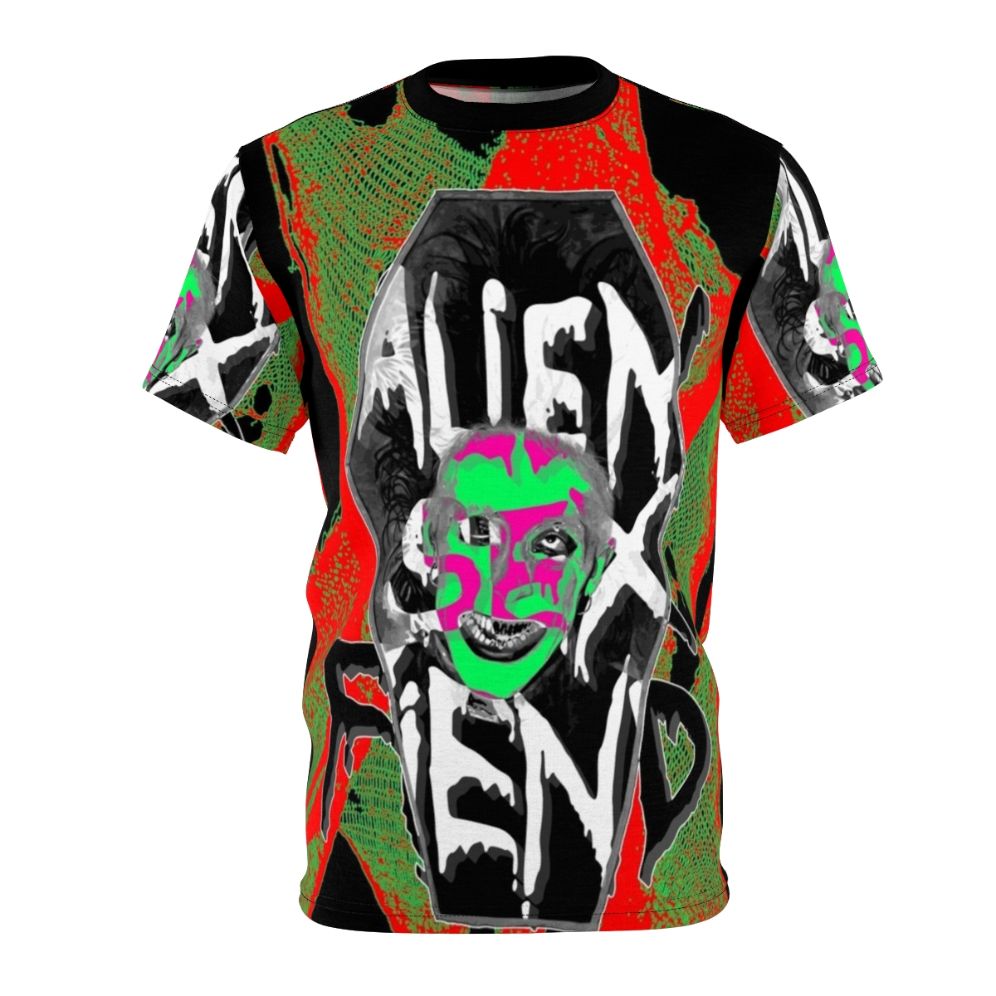 Alien-inspired goth-industrial t-shirt featuring Alien Sex Fiend band logo and graphics