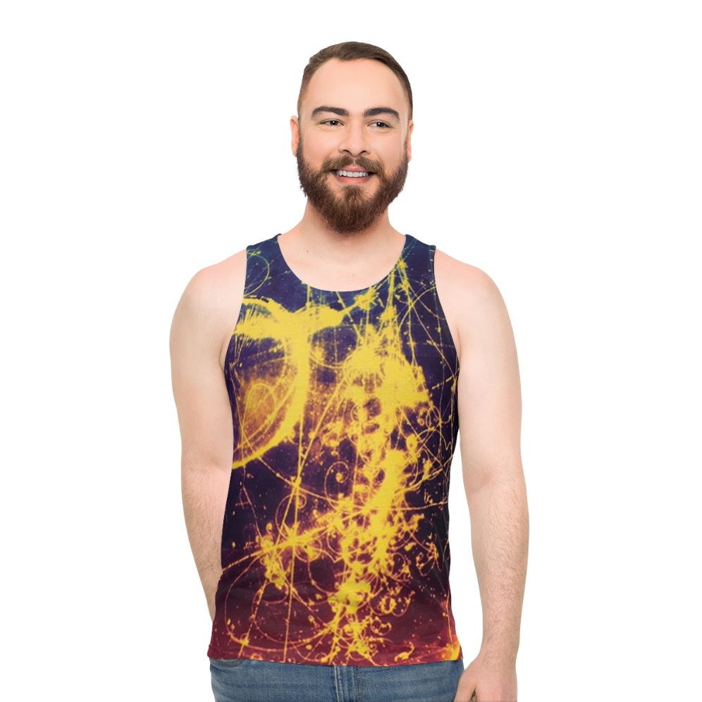 Bubble Chamber Unisex Tank Top featuring abstract science art design - men