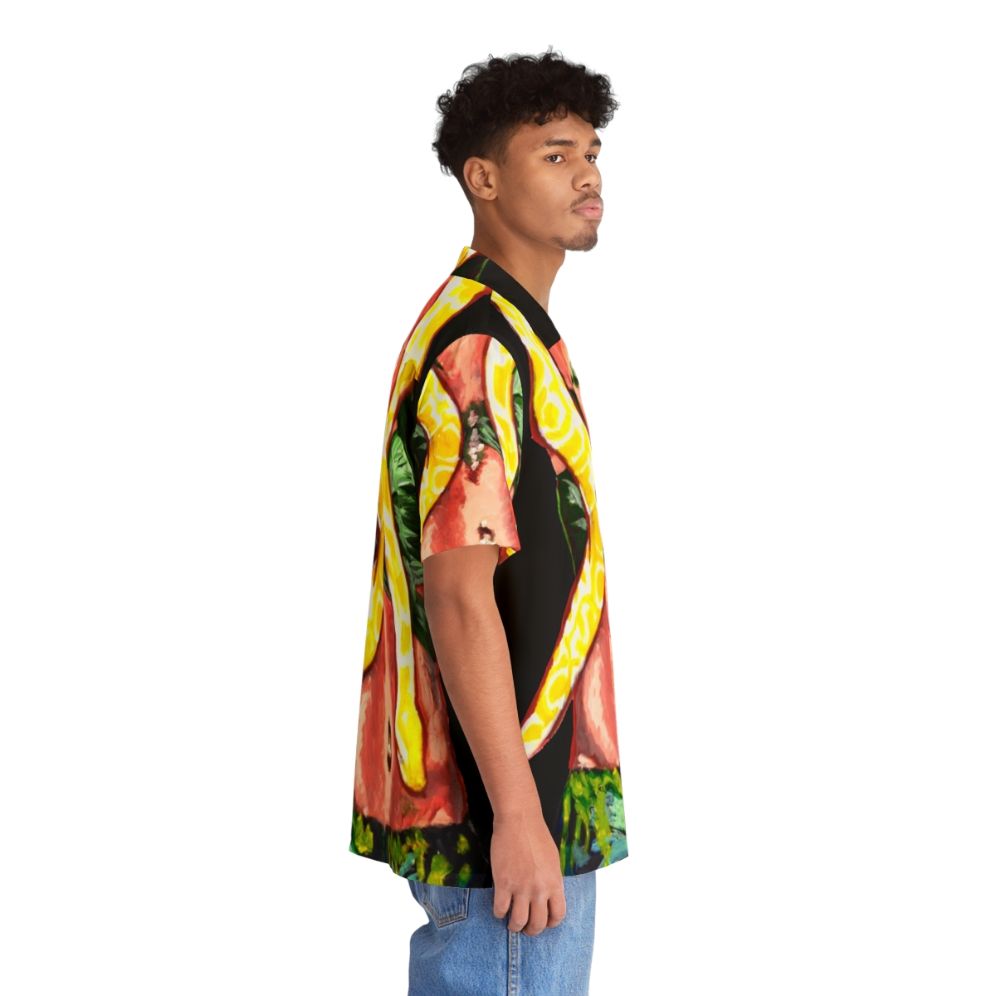 Retro snake print Hawaiian shirt with 90s pop culture design - People Pight