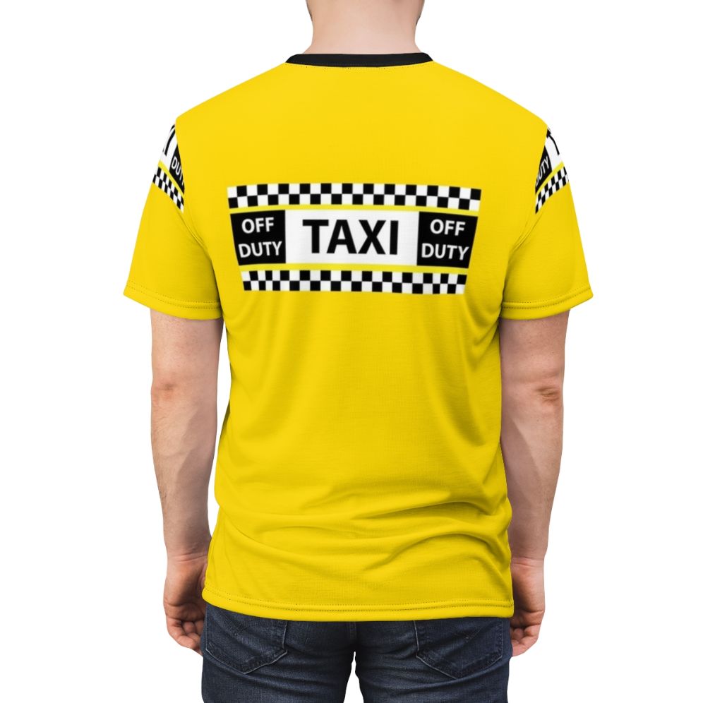 Unisex t-shirt featuring a stylish design inspired by the iconic New York City yellow taxi cabs - men back