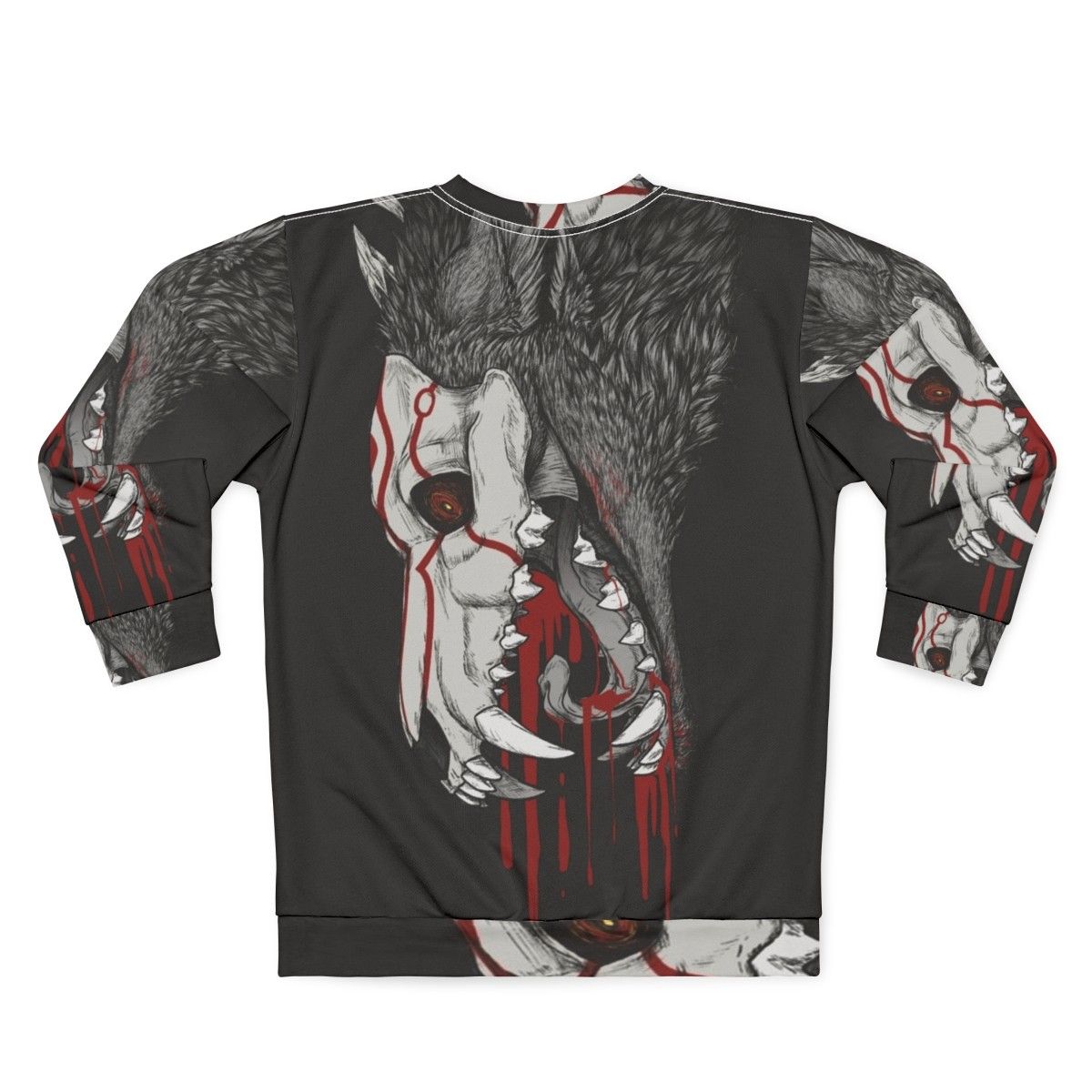 Black sweatshirt with horror-inspired graphic of a Creature of Grimm from the anime series RWBY - Back