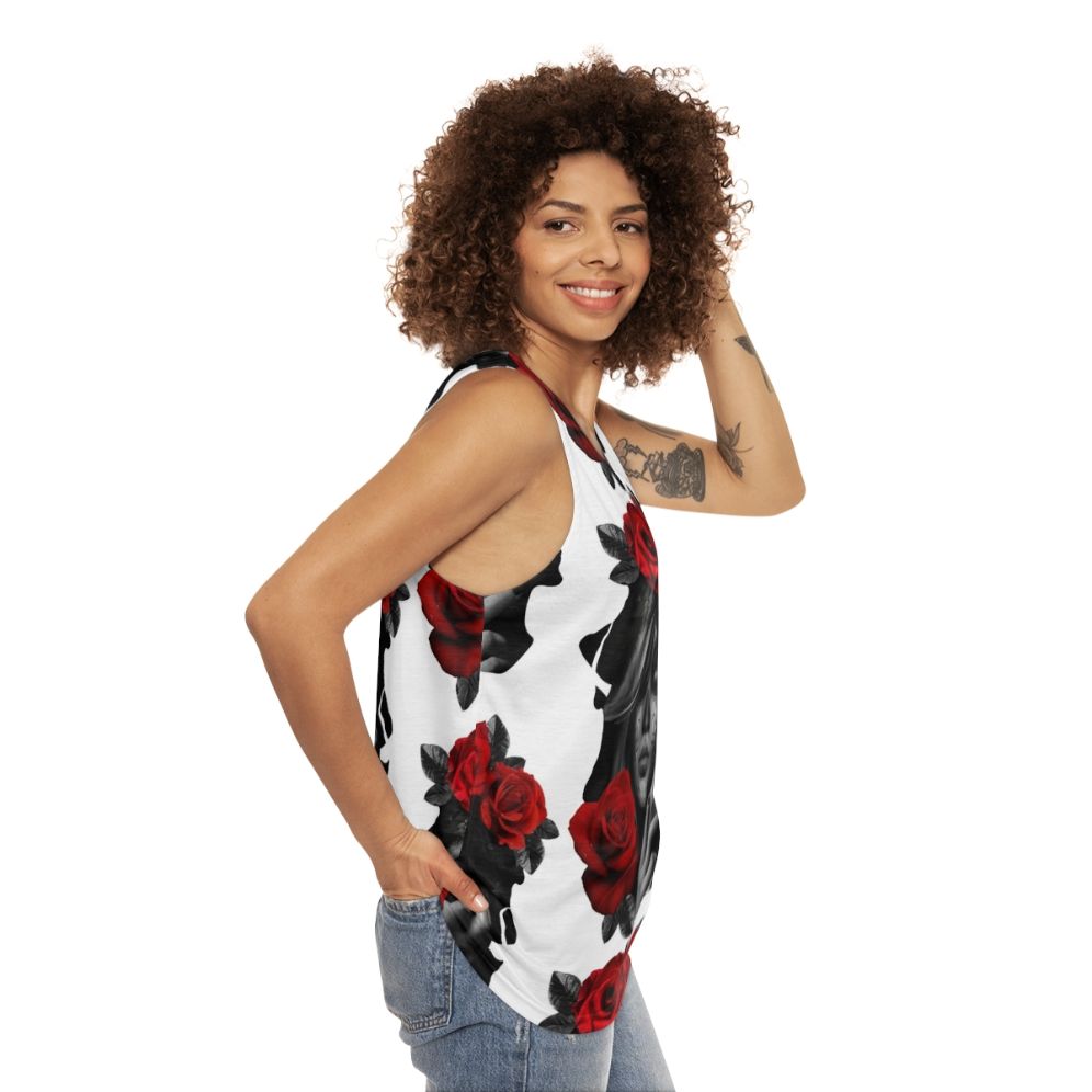 Day of the Dead Women's Unisex Tank Top with Sugar Skull Design - women side