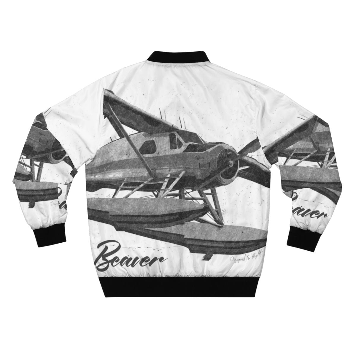 DeSigned for Pilots: DeHavilland DHC-2 Beaver Floatplane Sketch Bomber Jacket - Back