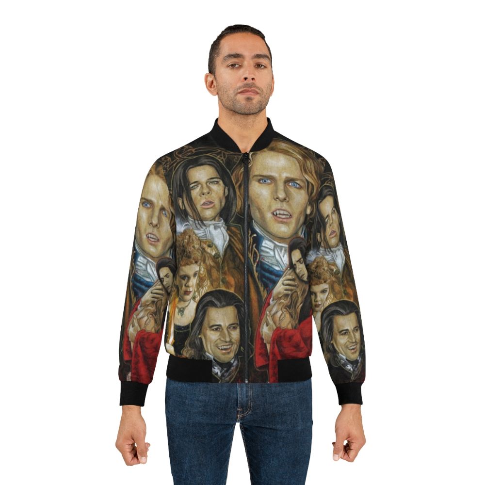 A bomber jacket inspired by the classic movie "Interview with the Vampire", featuring a vampire-themed design. - Lifestyle