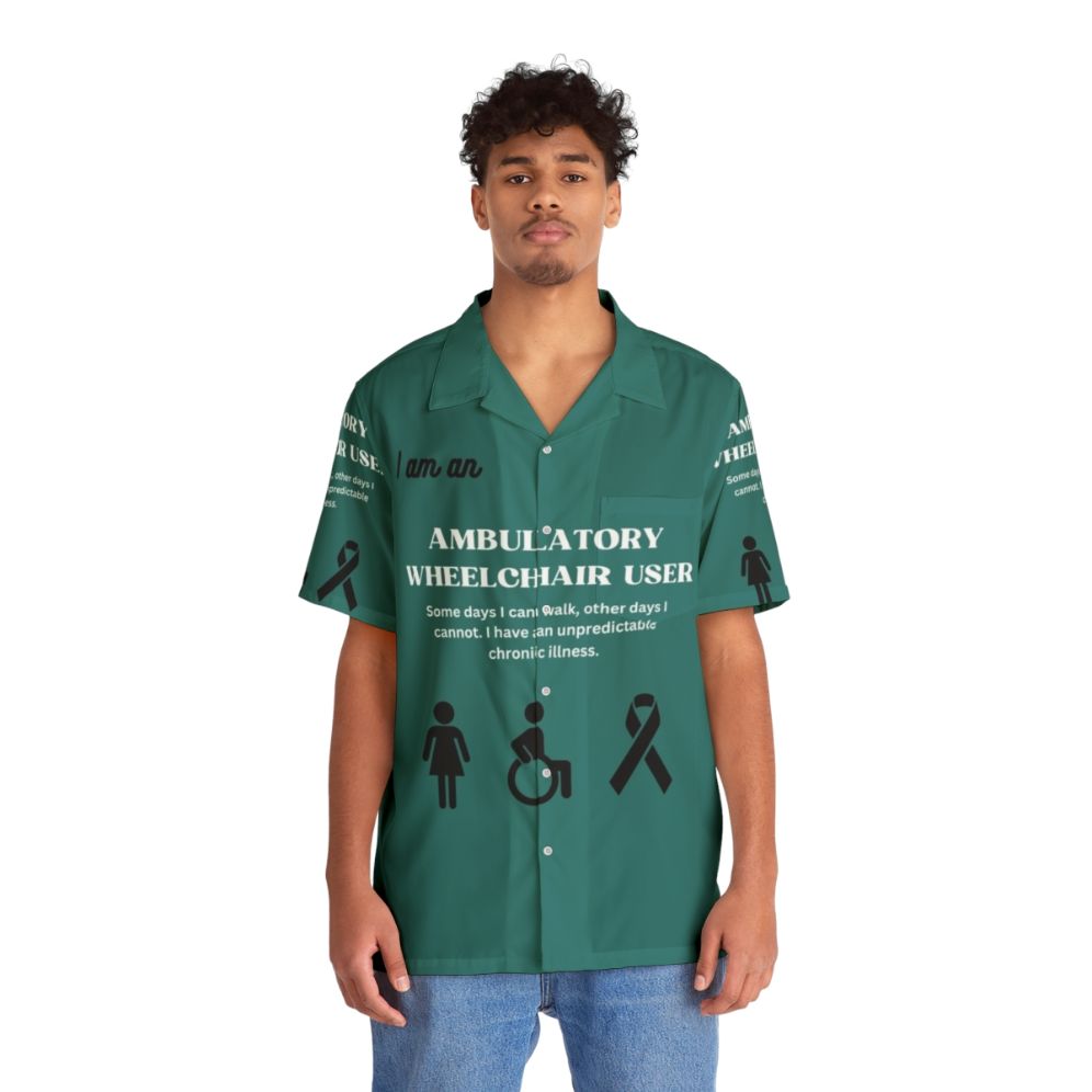 Wheelchair Accessible Hawaiian Shirt for Ambulatory Users with Disability or Chronic Illness - People Front